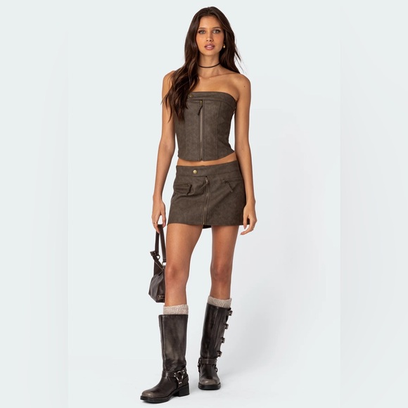 Edikted Dresses & Skirts - NWT Edikted Ziva Faux Leather Mini Skirt